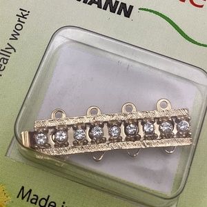 Clasp for jewelry making supplies. 23kt gold plated 20x6mm 4 strand clasp